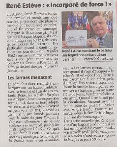 RENE ESTEVE 50 ANNEES D EXIL UN INTERVIEW DANS LE JOURNAL DE L ALSACE 2012